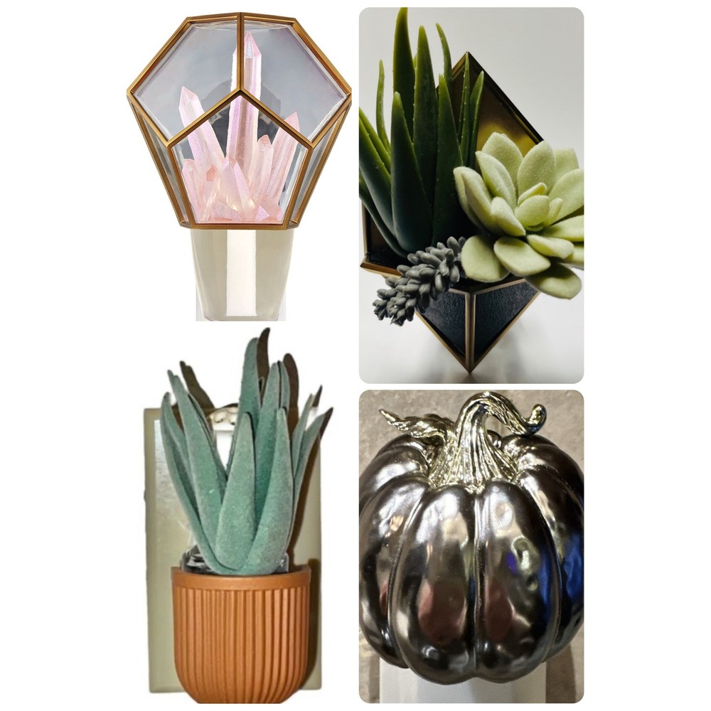 RARE 4 Bath&Body Works Wallflower Plug In Bundle Faux Succulent Crystal Pumpkin